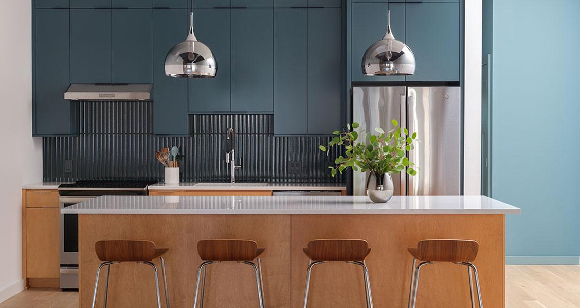 Modern kitchen remodel with pendant lights